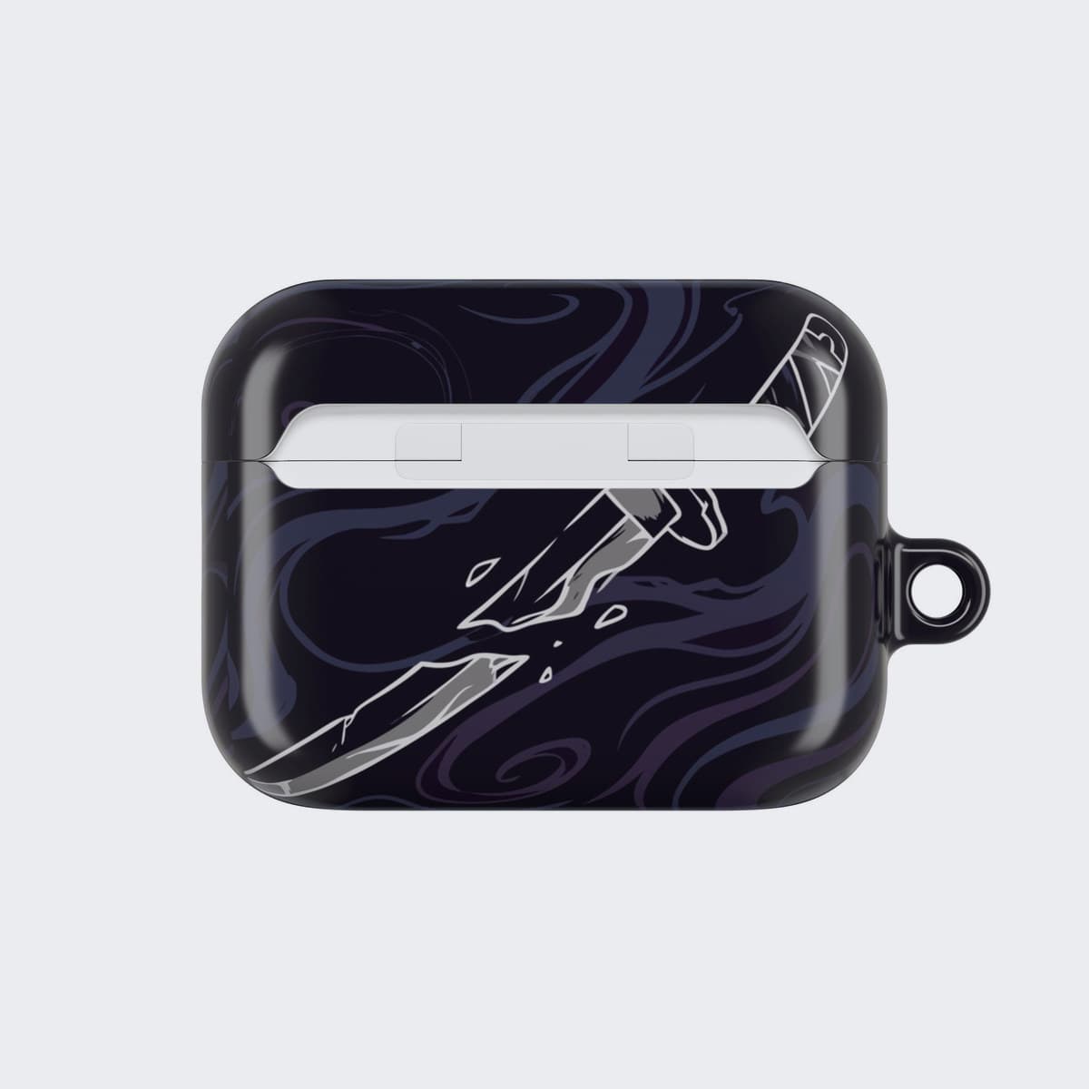 The Limitless Void Case for AirPods Pro 2, seen from the back, chains crossing around a small skull charm