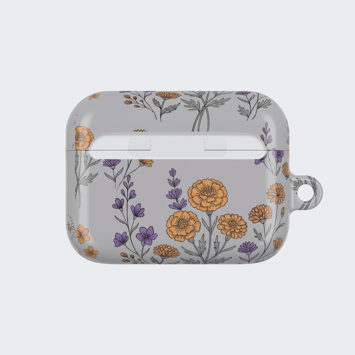 The Deceptive Blossom Case for AirPods Pro 2, seen from the back, chains crossing around a small skull charm